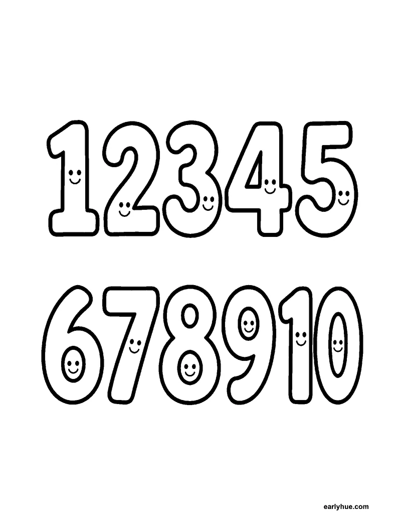 Numbers 1 through 10 coloring page for early counting practice