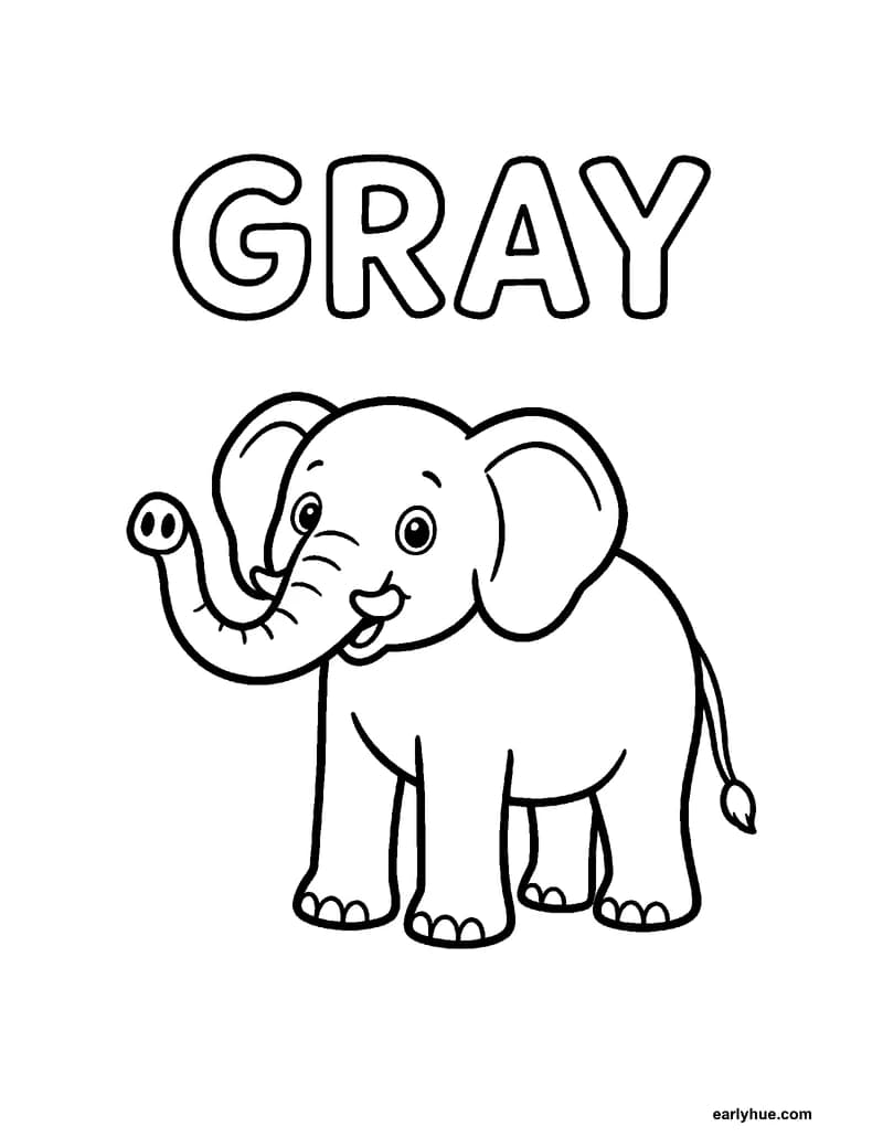 Black-and-white printable gray coloring page featuring original child-friendly coloring page showing one large hollow uppercase word gray beside one standing.
