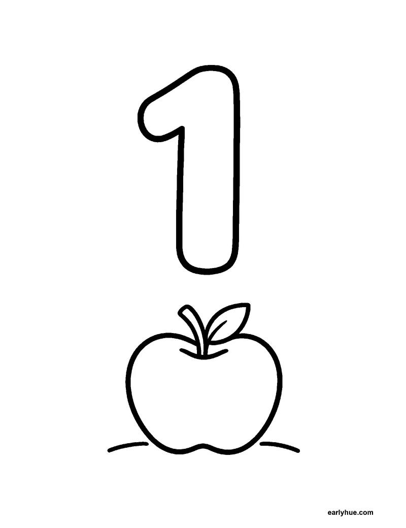 Large number 1 coloring page for preschool counting practice